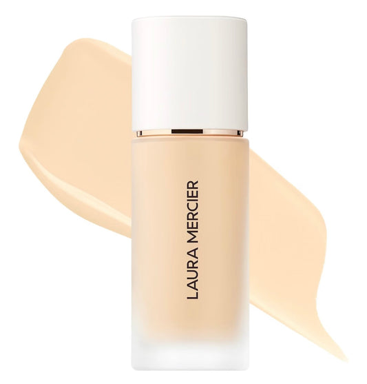 SATIN Laura Mercier Real Flawless Weightless Perfecting Waterproof Foundation, Medium Coverage Foundation, Buildable Coverage, 12 HR wear, Non-comedogenic, 1oz
