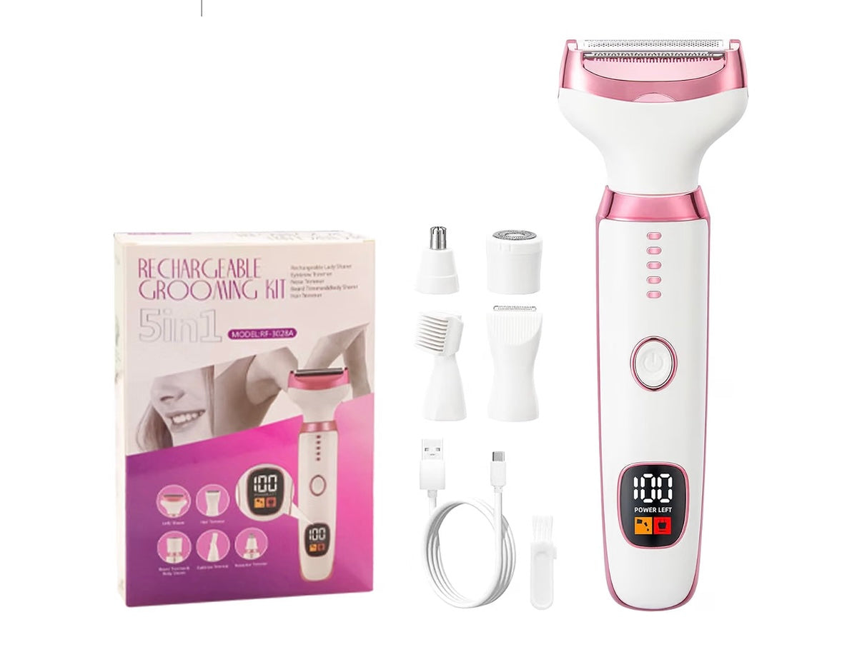 Electric Razor Shavers for Women Wet/Dry 5 in 1 Bikini Trimmer Face Razors for Face Nose Eyebrow Arms Armpit Legs Pubic Area Painless Facial Hair Removal