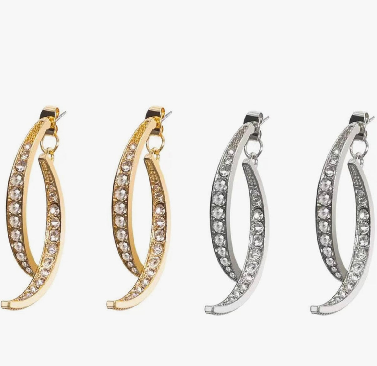 Cross Curved Earrings, 18k Gold Plated Earrings