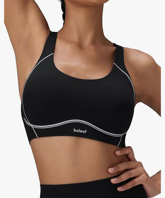 BALEAF Freeleaf Broadway Womens High Impact Sports Bra, Wirefree Padded Spaghetti Strap Dance Yoga Workout Bra (Size Large)