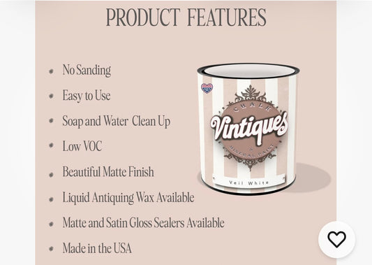 Vintiques Chalk & Mineral Paint Tranquility 32oz Matte Furniture Paint