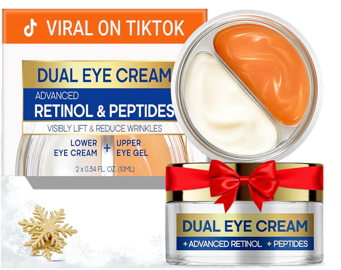 SKIN ULTIMA Dual Eye Cream with Advanced Retinol, Peptides, Caffeine for Puffy Eyes and Dark Circles, Wrinkles, Anti Aging, Under Eye Bags Treatment, Instant Tightener, Fragrance Free, 0.68