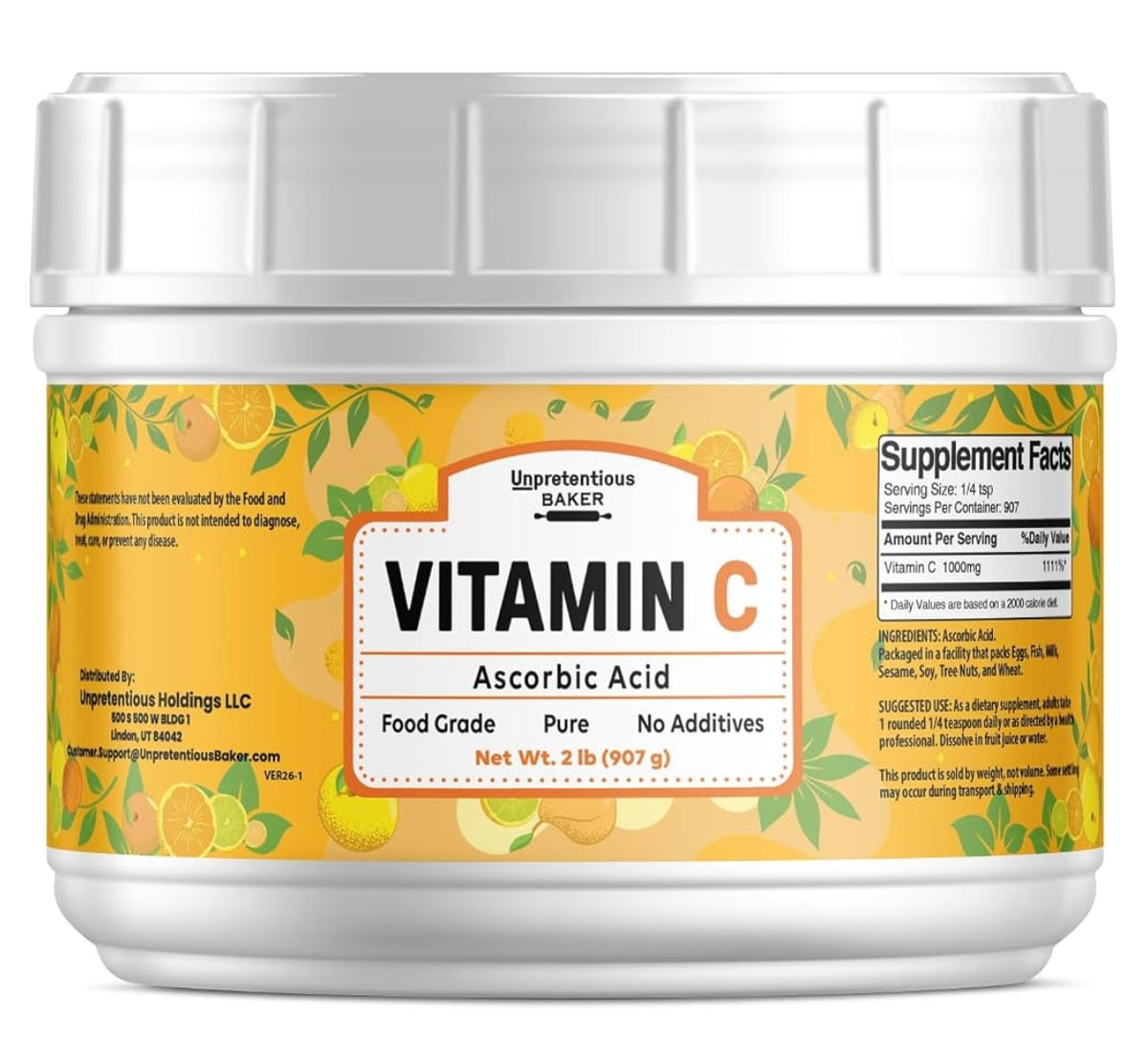 Unpretentious, Vitamin C Powder, 2 Lb For cooking, baking, and seasoning