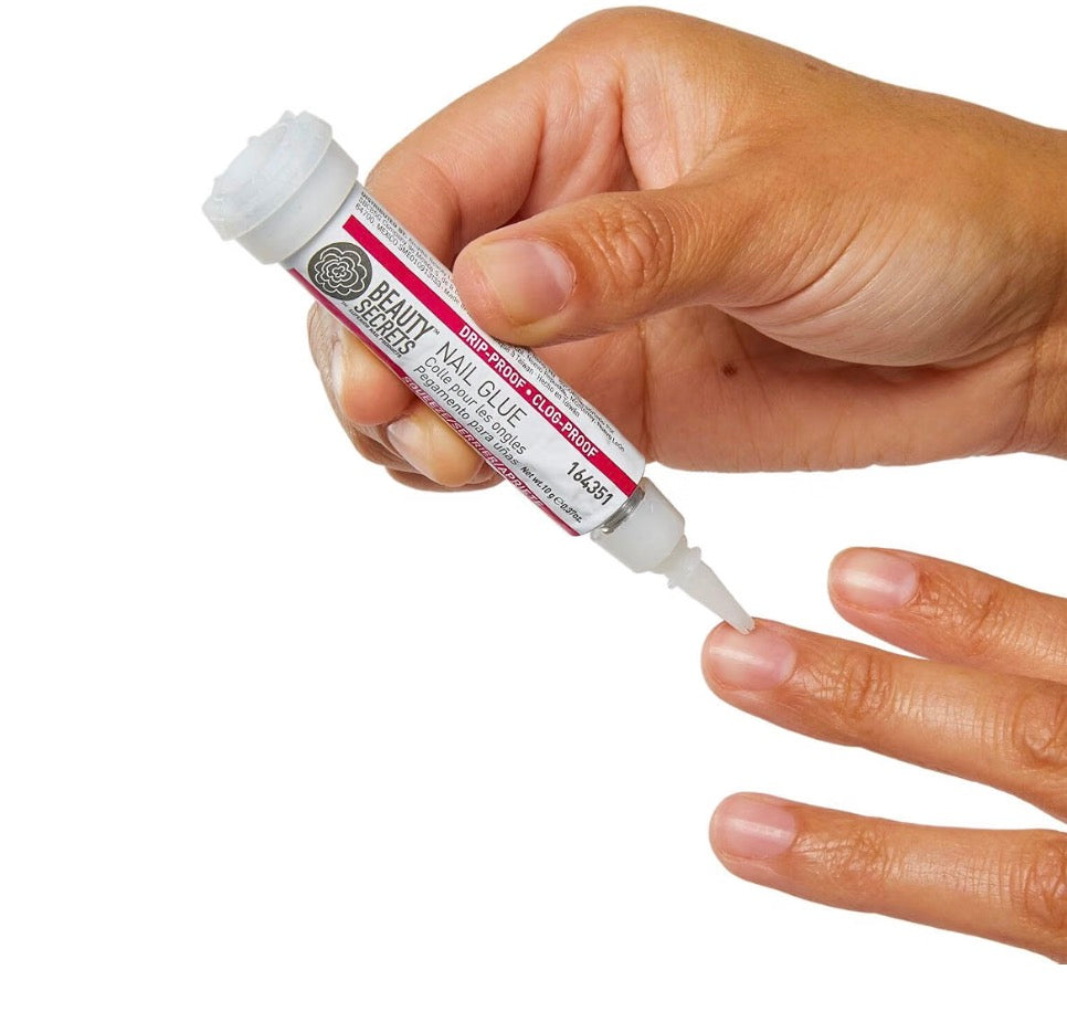 Beauty Secrets Drip & Clog Proof Nail Glue (1 Pack) Bundled with Zebra Cushion Nail File Medium Coarse 180/100 Grit by Beauty Secrets