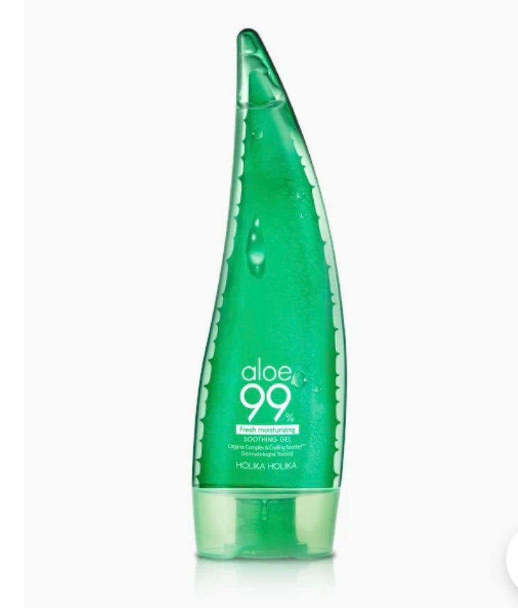 HOLIKA HOLIKA Aloe Fresh Moisture Soothing Gel - Face Body Moisturizer - Fermented Aloe and Cica - Hydrating Cooling Hypoallergenic Korean Skincare for Sensitive Sunburned Skin, 8.45oz