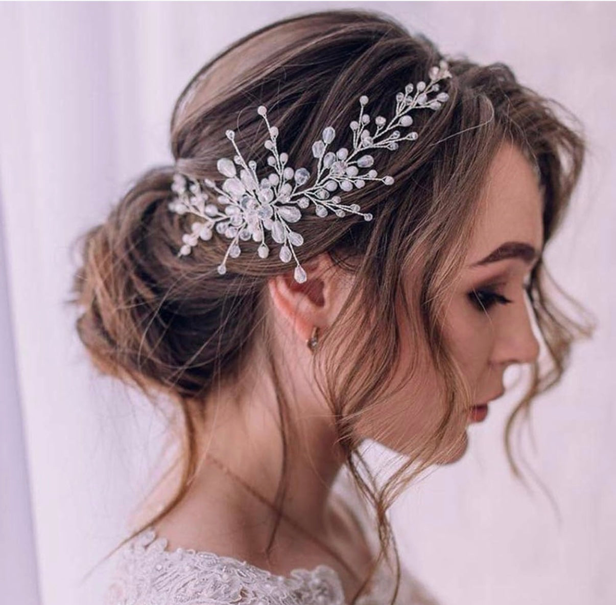 Silver Bridal Hair Vine, Crystal Rhinestone Headpiece, Wedding Hair Accessories for Bride, Bridesmaids & Flower Girls
