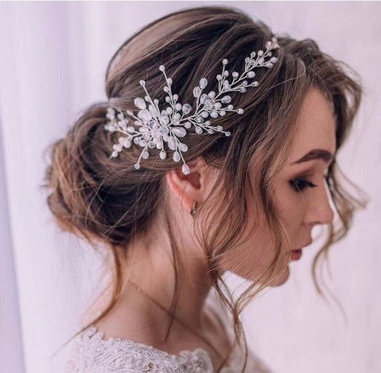 Silver Bridal Hair Vine, Crystal Rhinestone Headpiece, Wedding Hair Accessories for Bride, Bridesmaids & Flower Girls