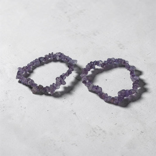 Natural Crystal Irregularly Shaped Gemstone Bracelets Lavender Amethyst, 2 Pack