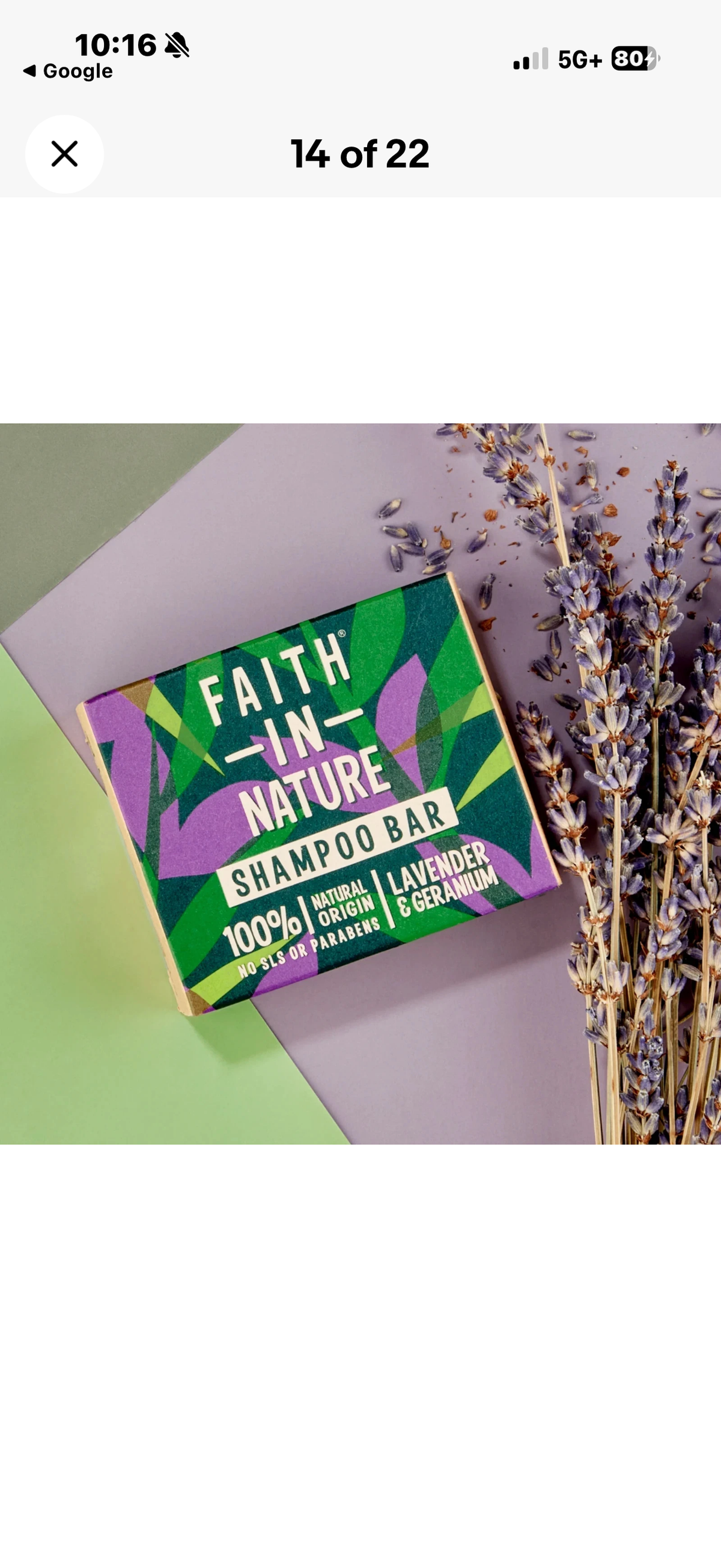 Faith In Nature Pure Shampoo Bar Lavender and Geranium 100g Bar