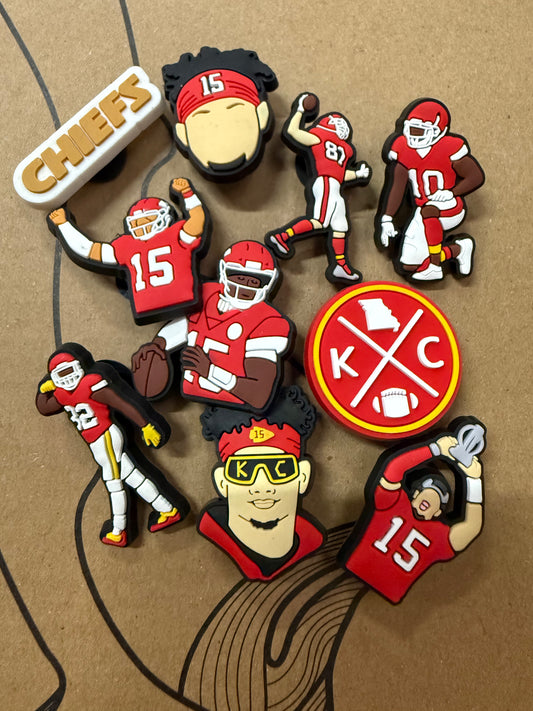KC Chiefs Shoe Charms Sets PVC Decorative Accessories for Clog Shoes, Backpacks